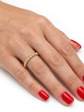 Real 14k Solid Gold 2mm Delicate Gold Bead Stack Ring Fine Jewelry Made in Italy